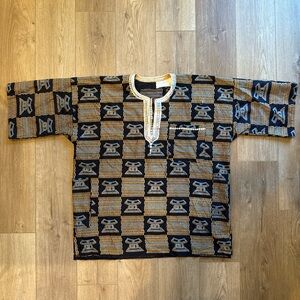 African Dashiki Patterned Short Sleeve Shirt